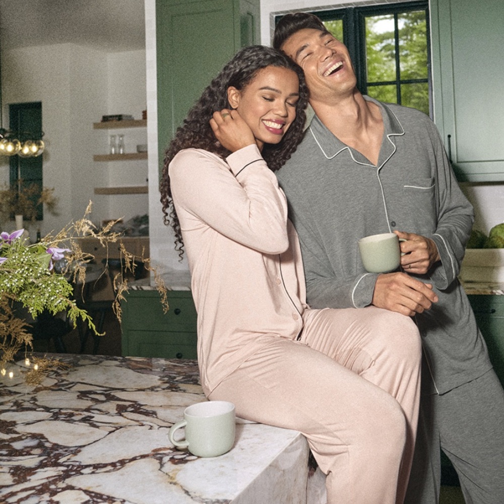 PJ Place Pale Blush Pink With Black Trim Modal Soft Pajamas XXL NWT